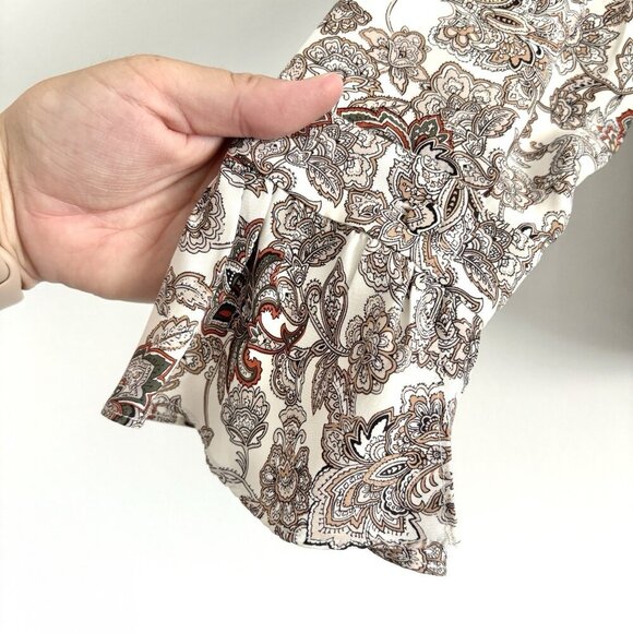 Frame 70’s Floral Paisley Long Sleeve Button Down Silk Blouse Women’s Sz Medium - Picture 11 of 11